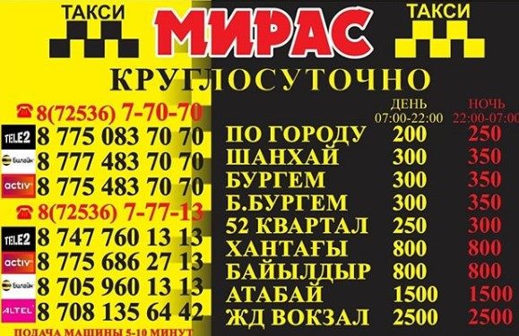 Мирас такси Кентау